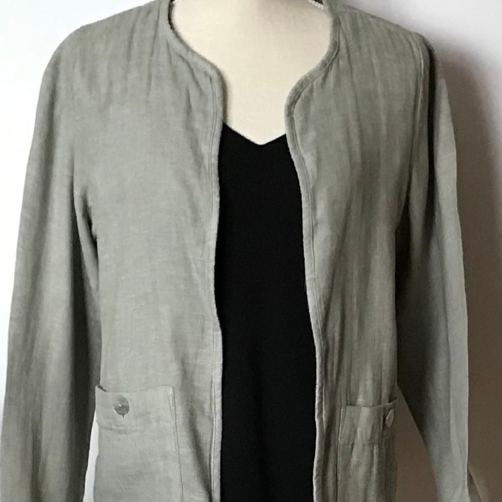 Tahari Olive Linen Blazer